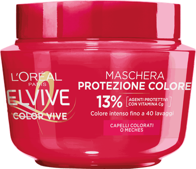 Захисна маска для фарбованого або мілірованого волосся з вітаміном Cg L'Oréal Paris Elvive Maschera Protezione Colore 13% 300 ml