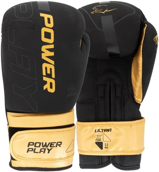 Боксерські рукавиці PowerPlay 3024 Ultra Mat 12 унцій Чорно-Золоті (PP_3024_12oz_Bl/Gold)