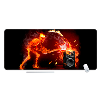 Коврик 400*800 тканевой "Fire musician" с боковой прошивкой, толщина 3 мм, цвет Black-red, Пакет