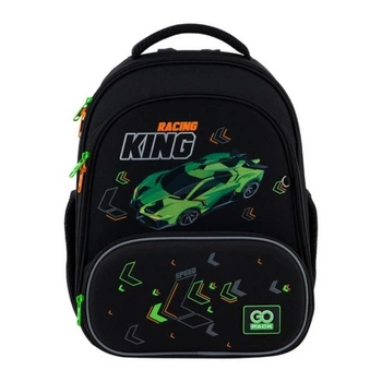 Рюкзак школьный каркасный ортопедический для первоклассника GoPack Education Rasing King, для мальчиков, чёрный (GO25-597M-5)