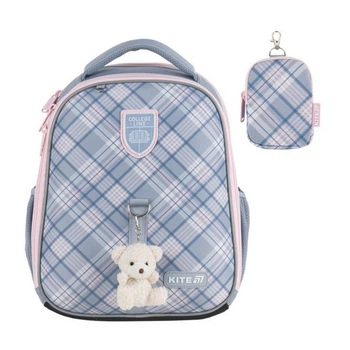 Рюкзак шкільний каркасний ортопедичний для першокласника Kite Education College Line Girl, для дівчаток, сірий (K25-555S-6)