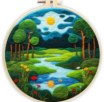Набір для валяння картини з вовни Forest River, фелтінг, набір для рукоділля, творчості, Panalisa (106414814)