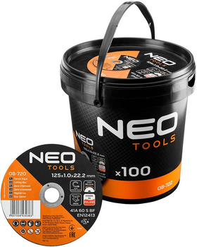 Zestaw tarcz tnących do metalu NEO Tools 125 x 1 x 22.2 mm 41 A60-S-BF 100 szt. 08-722 (5907558472363)