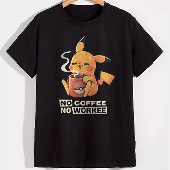 Футболка Покемон No coffee No workee PG07545 goodreclama XXL Чорний