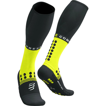 Зимові компресійні гольфи Compressport Full Socks Winter Run, чорні з жовтим, розмір T1 (30–34 см)