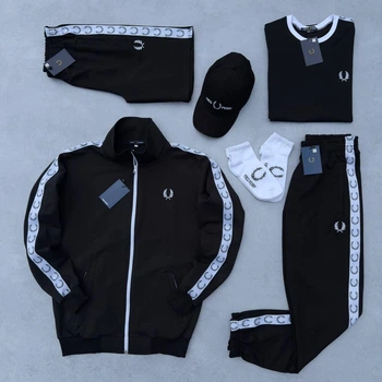 Спортивний чоловічий комплект (кофта+штани +футболка+шорти+кепка+шкарпетки) FP XL Чорний (XZ-532)