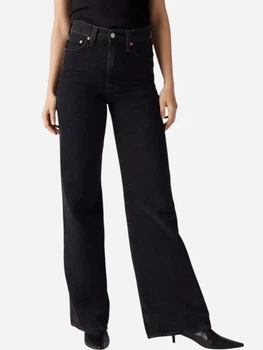 Jeansy rurki damskie z wysokim stanem Levi's Ribcage Wide Leg A6081-0001 30-34 Czarne (5401128252633)