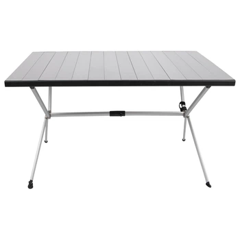 Стол Bo-Camp Lamel 121x80 алюминиевый складной с широкой столешницей и регулировкой ножки для устойчивости