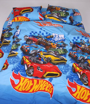 Комплект постільної білизни підлітковий Бязь Машинки Hot Wheels 155х215 см