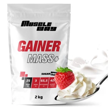 Гейнер вуглеводно-білковий MuscleWay Gainer Mass+ без цукру 2 кг Крем-вершки (14-125-g-mw-rs2-4)
