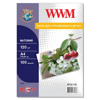 Фотопапір WWM матовий 120г/м кв, A4, 100 арк (M120.100)