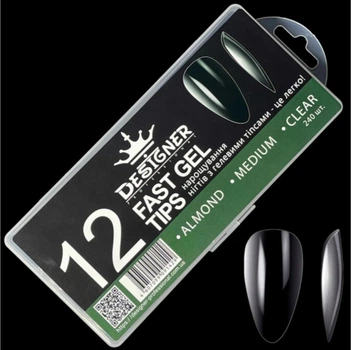 Гелевые типсы для наращивания ногтей Designer M12 Almond (миндаль, средние), 240 шт