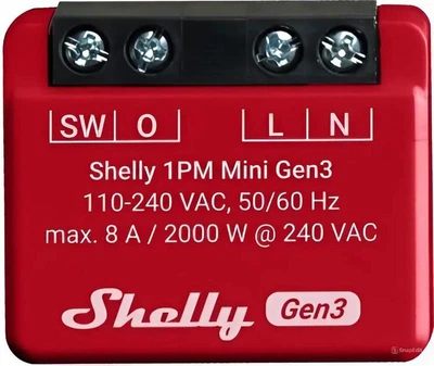 Реле Shelly 1PM Mini Gen3 Wi-Fi/Bluetooth 1 канал с измерением мощности