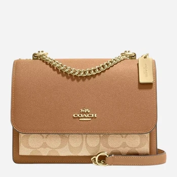 Сумка кросс-боди женская из натуральной кожи маленькая Coach Klare Light Brown BG-COA-84 Коричневая (196395082018)