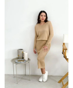 Жіноча трикотажна спідниця олівець Jolie ARTKNIT S-M Бежевий (ak28443)