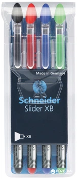 Набір олійних ручок 4 шт. Schneider Slider Edge Різнобарвний 1.2 мм Прозорий корпус (S151294)