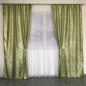 Комплект готових штор з люрексом 150x270 cm (2 шт) ALBO Салатові (SH-D26-4)
