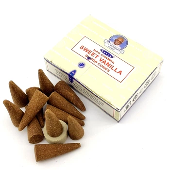 Благовония Sweet Vanilla Dhoop Cones Satya 12шт/уп. Арома-конусы Сладкая Ваниль (35025)
