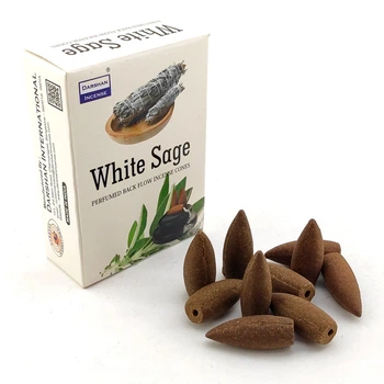 Благовония White Sage BackFlow Cones Darshan 10шт/уп. Арома-конусы с обратным потоком Белый Шалфей (35887)