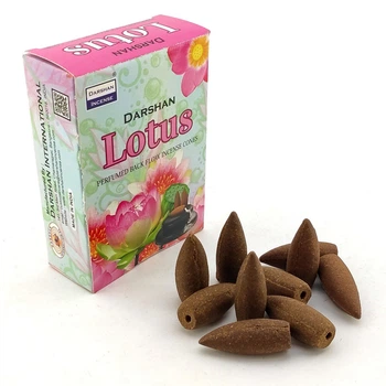 Благовония Lotus BackFlow Cones Darshan 10шт/уп. Арома-конусы с обратным потоком Лотос (35873)