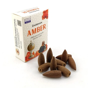 Благовония Amber BackFlow Cones Darshan 10шт/уп. Арома-конусы с обратным потоком Янтарь (35861)