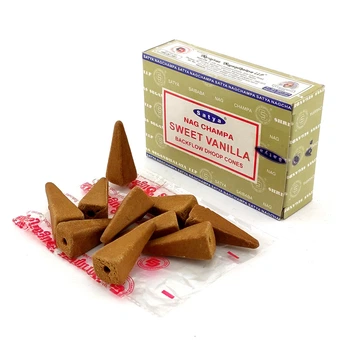 Благовония Sweet Vanilla Backflow Cones Satya 10шт/уп. Арома-конусы с обратным потоком Сладкая Ваниль (34996)