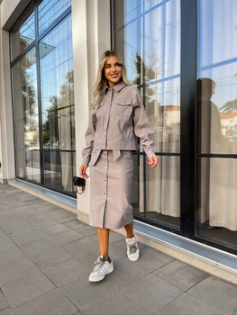 Fashions • Женский джинсовый костюм Movis Fashions 54-56 серый (1733-бу)
