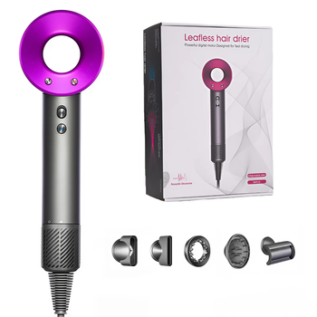 Профессиональный фен стайлер для волос MLT Hair Dryer 1600 Вт + 5 насадок серый / розовый