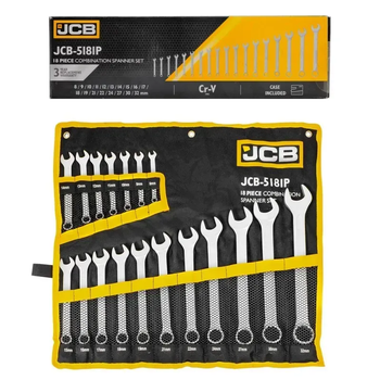 Набор ключей рожково-накидных в чехле 18 ед. (8-32 мм) JCB Tools JCB-5181P