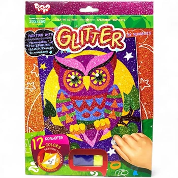 Раскраска глиттером по номерам Сова Dankotoys (РГН-02-03) (42450)