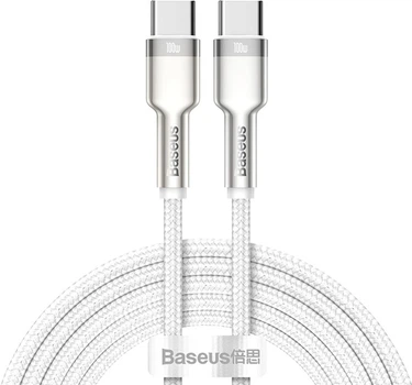 Кабель Baseus Cafule Metal USB-C – USB-C 2 м 100W білий (CATJK-D02)