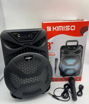 Портативная акустическая колонка Kimiso GS-1805 (8") с микрофоном и светомузыкой Для iPOD, iPhone, Android, iPAD, смартфонов, мобильных телефонов, плееров, отдыха на природе, кемпинга
