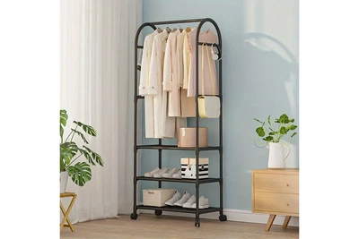 Вешалка для одежды и обуви New Simple черная 162х58,7х30см на колесиках