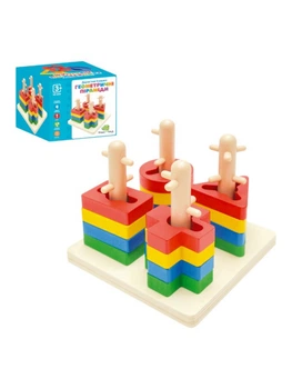 Дерев'яний сортер Tree toys MD 0889 геосортер геометричні піраміди (1597)