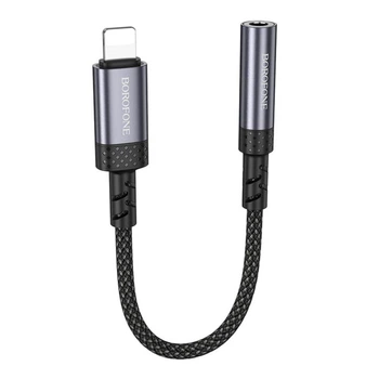 Перехідник Borofone BV24 iP to AUX 3.5mm (female) 15cm Колір Сiрий