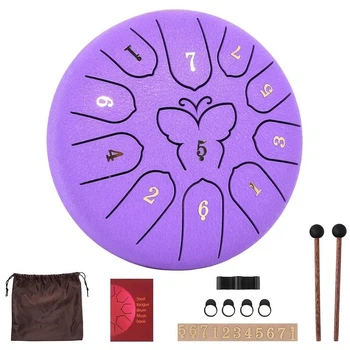 Глюкофон ручной язычковый барабан на 11 нот 16см Tongue Drum (C major) Butterfly Purple дождевой барабан