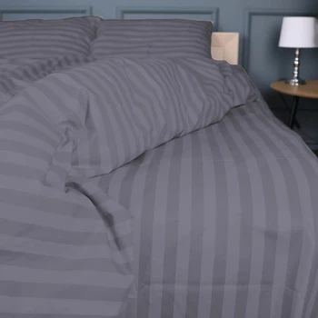 Простынь на резинке MirSon евро 200x200+25 см Stripe 17-0601 Gray Бязь (2200008049294)