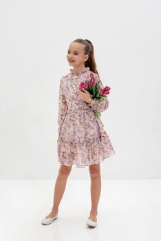 Платье для девочки MiChell Style 146 см беживый, цветы