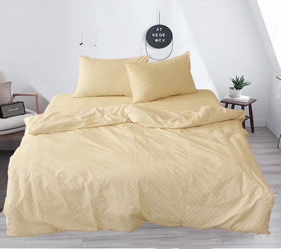 Комплект постільної білизни Sweet-Dream Ромб молочний 200 х 215 см євро бежевий