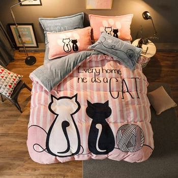 Комплект постільної білизни Sweet-Dream Котики 200 х 215 см євро рожевий