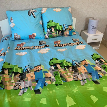 Комплект постільної білизни Sweet-Dream Майнкрафт новий 150 х 215 см полуторний синій