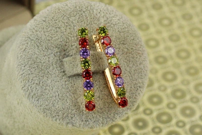Сережки Xuping Jewelry доріжка з крупними темними каменями 3,3 см золотисті