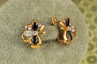 Сережки Xuping Jewelry франт з чорними і білими 1,4 см золотисті
