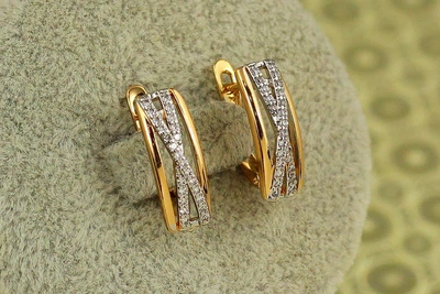 Серьги Xuping Jewelry перекресток с родием 1,7 см золотистые