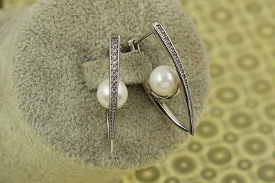 Серьги Xuping Jewelry стрелки с жемчугом 3,2 см серебристые