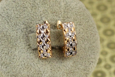 Серьги Xuping Jewelry драпировка с родием 1,6 см золотистые