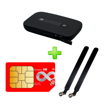 Карманный 4G Wi-Fi роутер Huawei E5373 с аккумулятором + 2 антенны по 6dbi в подарок + симкарта для интернета Vodafone