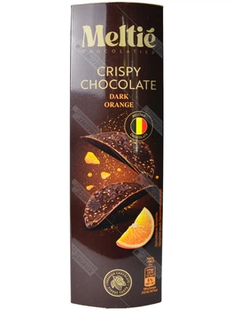Чіпси з чорного шоколаду MELTIE з повітряним рисом і апельсином Crispy Chocolate Dark Orange 125 г