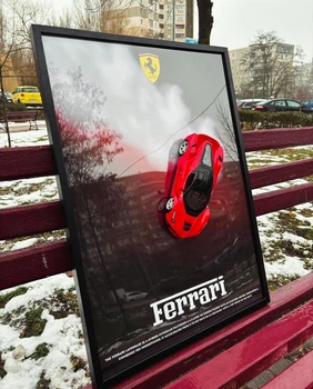 Картина сувенір з масштабною моделлю автомобіля Ferrari LaFerrari метал рамка дерево 50x70см