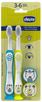 Szczoteczka do zębów dla dzieci Chicco Milk Teeth Tygrys Panda 3-6 lat 2 szt (8058664174751)